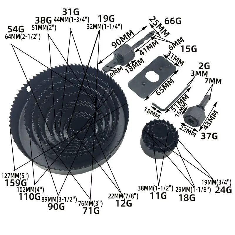 Ensemble de 16 Scies Cloches pour le Travail du Bois