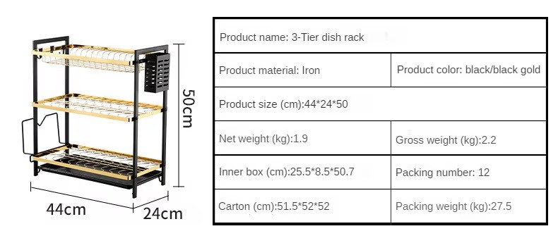 Égouttoir à Vaisselle à 3 Niveaux MZY-223