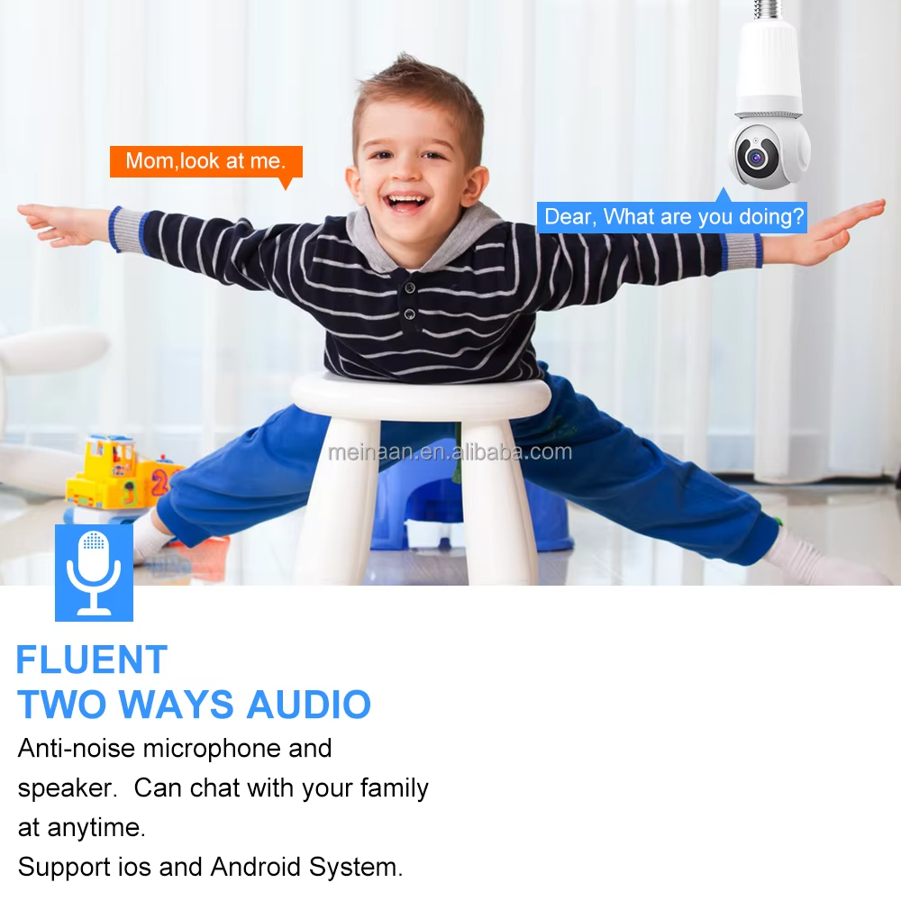 Caméra de Sécurité PTZ V380 Pro – Double Objectif, Ampoule WiFi 360°