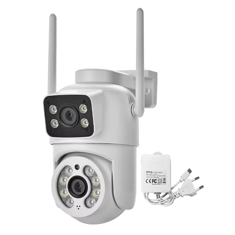 Caméra de Surveillance Extérieure Double Objectif