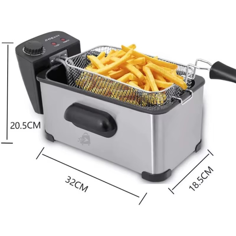 Hoffmans Friteuse électrique 3,0 L – 4 anneaux anti-brûlure