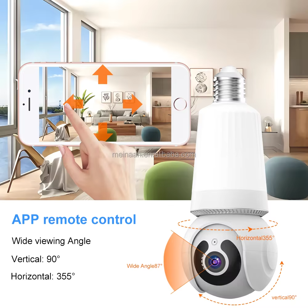 Caméra de Sécurité PTZ V380 Pro – Double Objectif, Ampoule WiFi 360°