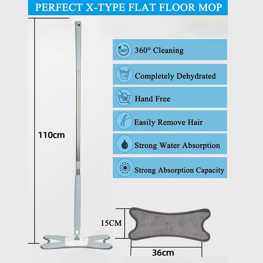 Balai Plat Microfibre 40 cm à Tige Rétractable